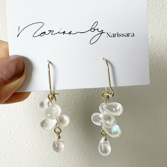 Clear Crystal Cluster Bead Dangle Earrings - Picture 5 of 6